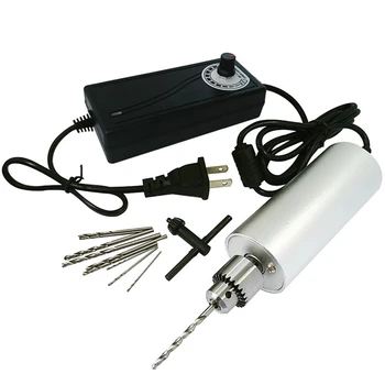 

0.3Mm-4Mm Adjustable Mini Electric Hand Drill Aluminum Portable Handheld Drill For Diy Pcb With 2A Dc5V-12V Power Supply Contr