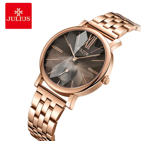 Pulseira de Aço Relógio de Moda Relógio de Negócios Julius Simples Homens Mulheres Relógios Inoxidável Grande Dial Senhoras Qaurtz Reloj Mujer
