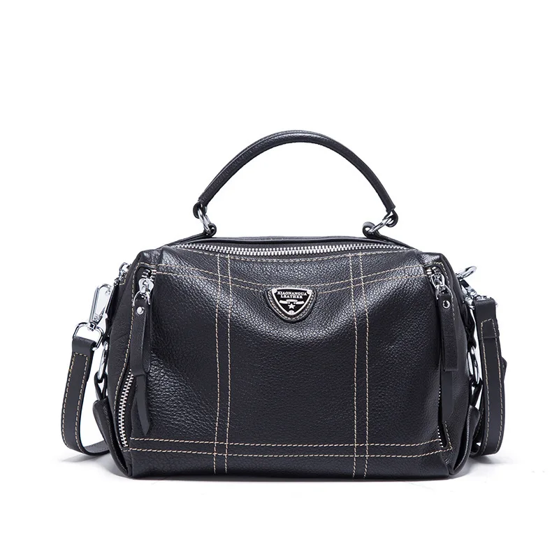 

Black Genuine Leather Large-capacity Tote Bag Ladies Handbags Simple Wild Single Good Quality Women Shoulder Diagonal Bag