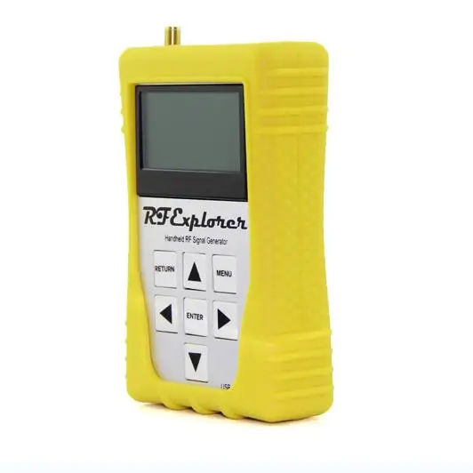 

RF Explorer 6G Combo Handheld Digital Spectrum Analyzer Plus an RFEMWSUB3G Expansion Module109990063 with Yellow Rubber Case