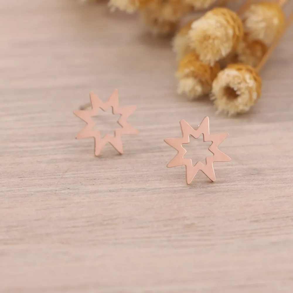 Badu DIY модные серьги гвоздики розово золотой геометрической формы для