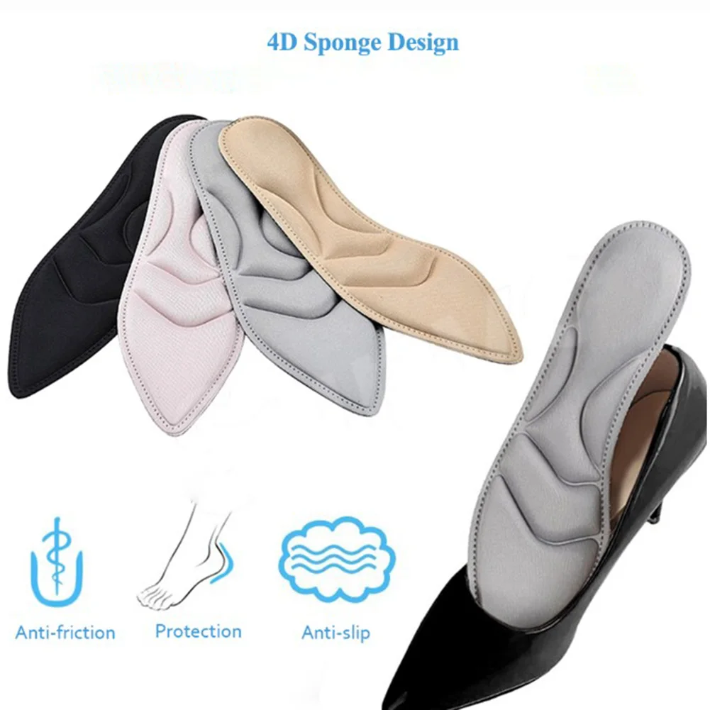 4D Sponge Soft Insole Arch Support High Heels Shoes Pad Comfort Cushion Inserts Ladies Sandals Black Gray Insoles Pink