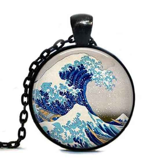 Модная цепочка Great Wave Off Kanagawa neccklace ручная подвеска сувенир приливная волна