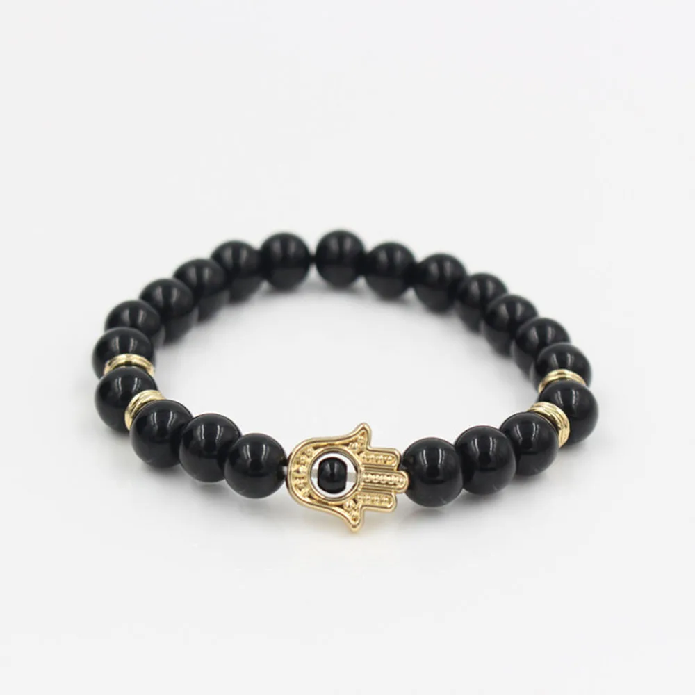 Натуральный черная бусина сплав для мужчин браслеты с орнаментами ювелирные изделия браслеты для женщин