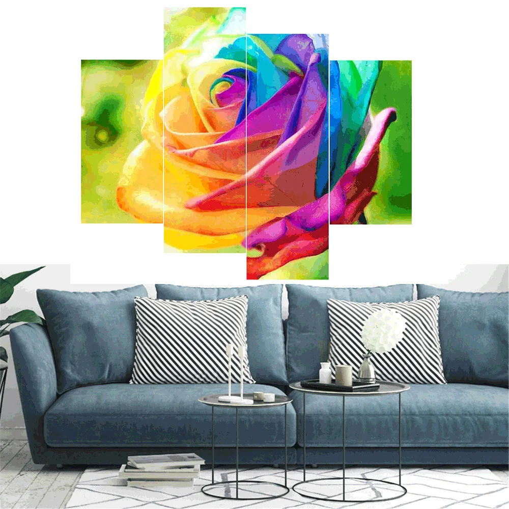 

Huacan 4pcs Diamond Painting Flower Rose Full Drill Square Pictures Of Rhinestones Diamond Mosaic 5d Diamond Embroidery Sale