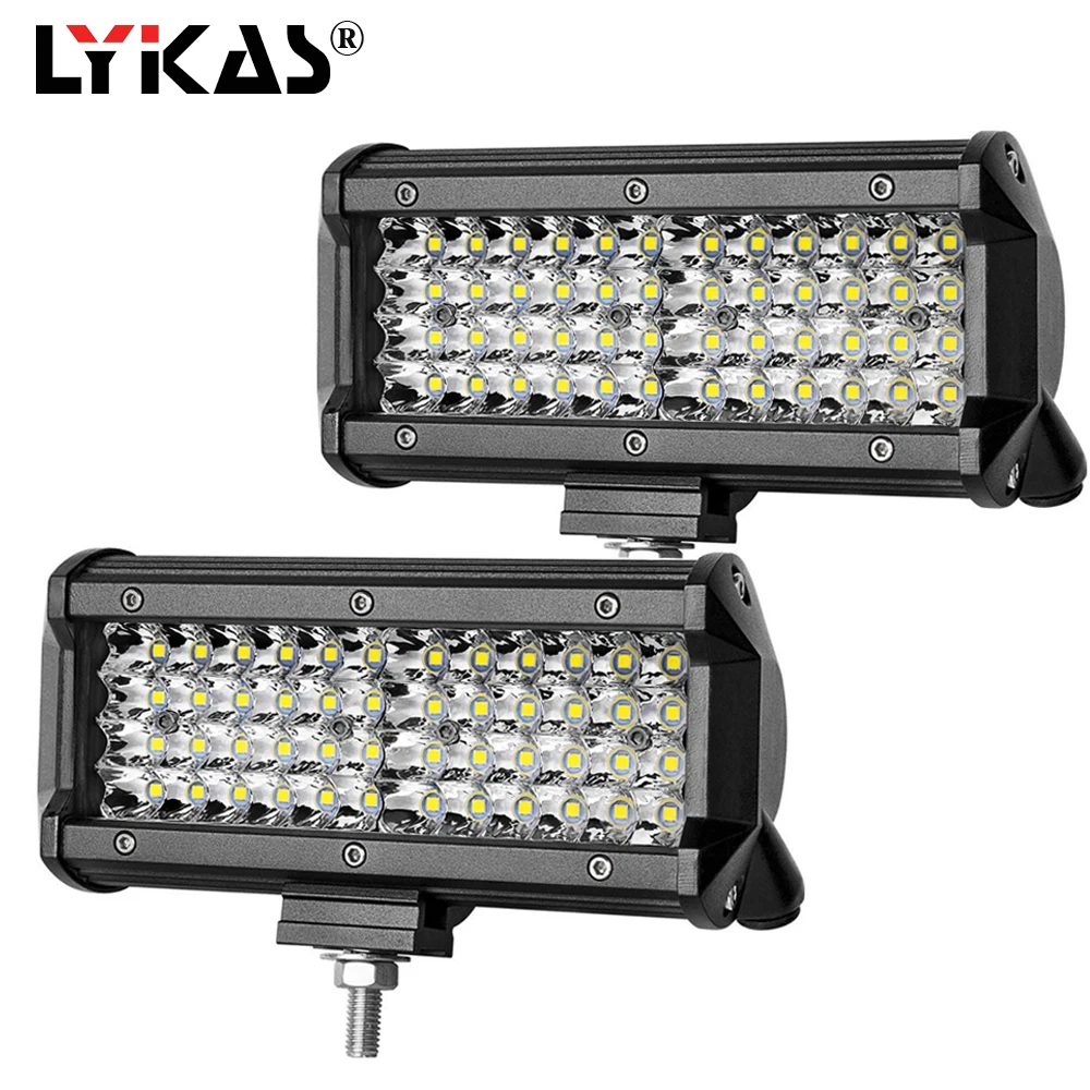 

LYKAS LED Work Light 7 Inch LED Bar Light for Motorcycle Tractor Boat Off Road 4WD 4x4 Truck SUV ATV Driving Light 12V 24V