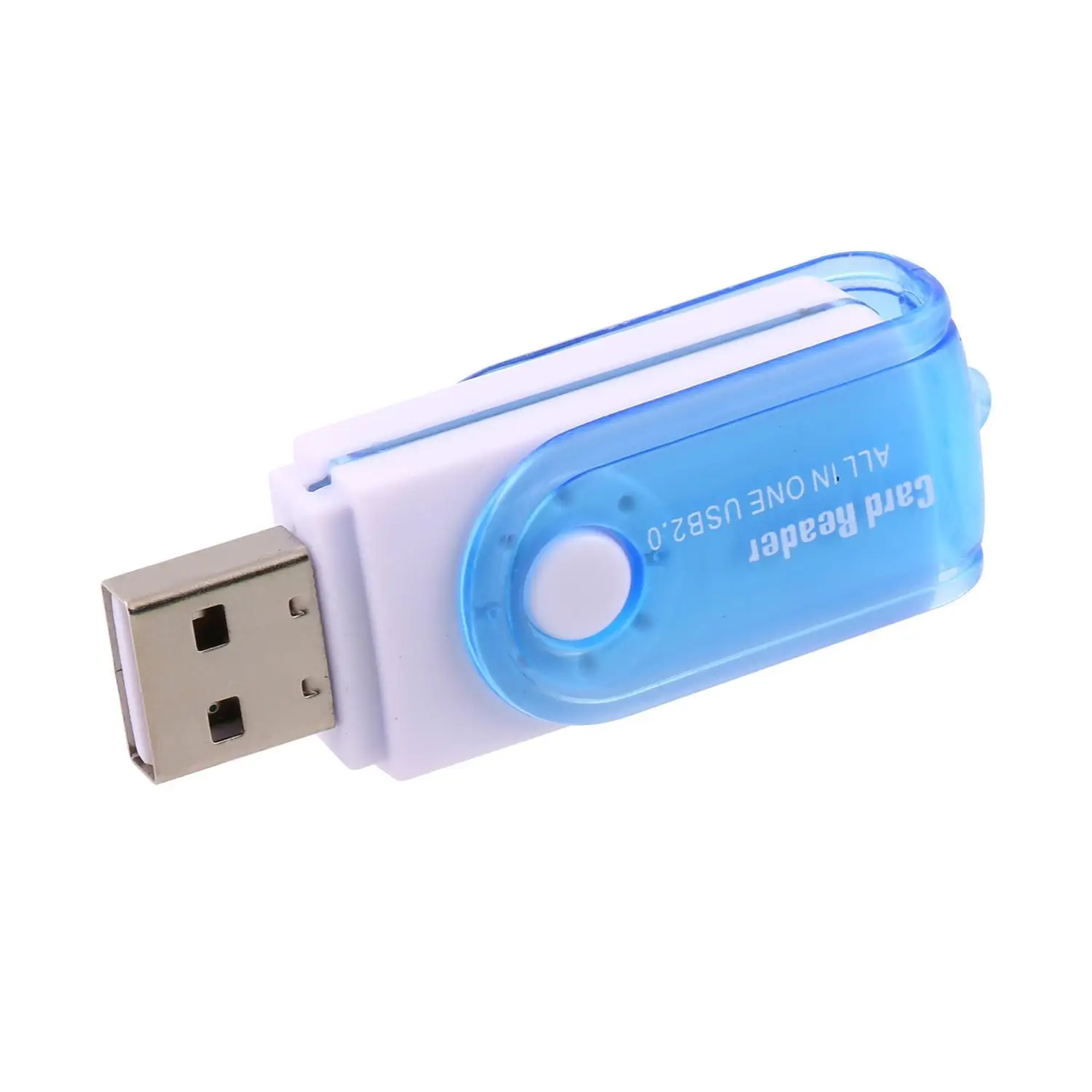 Портативный USB 2,0 High Speed Micro Ротари многофункциональный SD/SM/TF/M2 карты памяти белого и синего цвета Reader