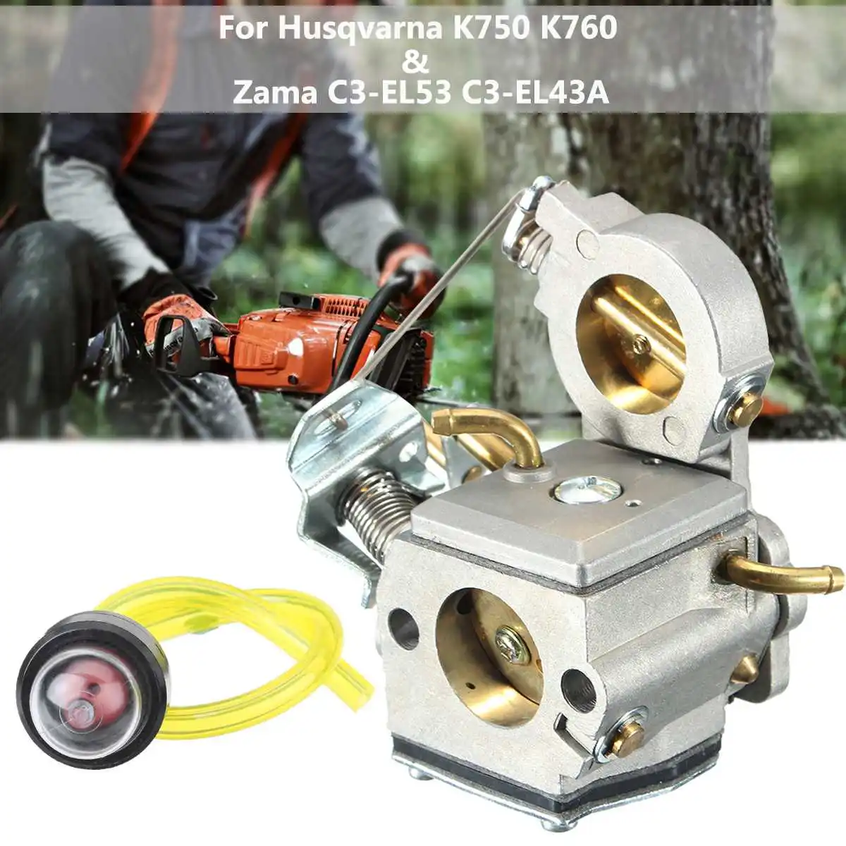 

chrome Carburettor Primer Bulb 578 24 34-01 for Husqvarna Partner K750 K760 Cut Off Saw Zama C3-EL53 C3-EL43A