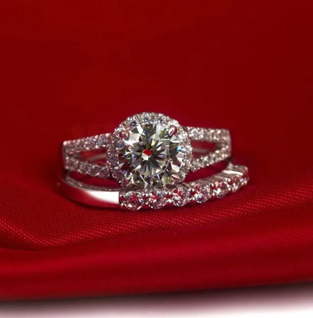 2CT подлинное Белое золото Круглый Halo стиль Unfailing SOAN алмаз для женщин обручальное кольцо Bonzer Дизайн Прекрасный Подарок на годовщину