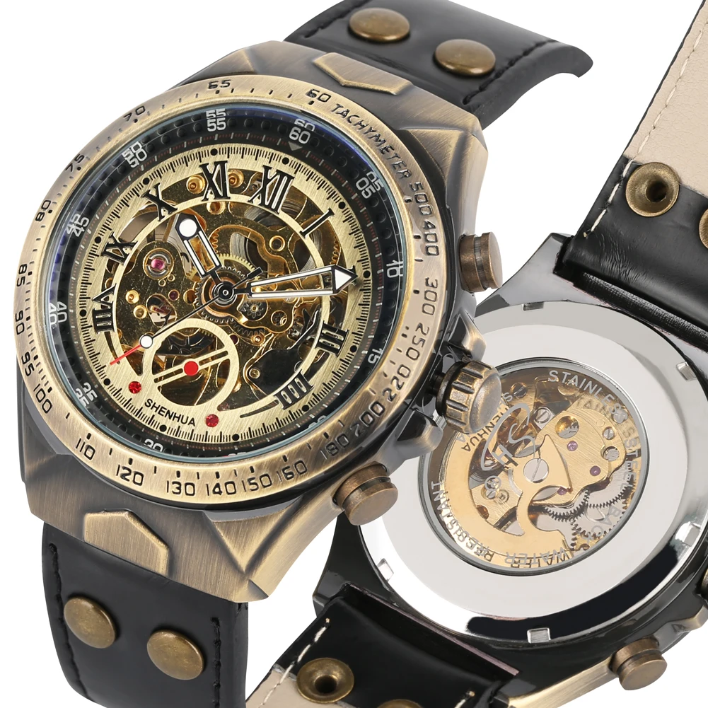 

Retro Automatic-self-winding Skeleton Watches Business Style Clock Mechanical Watch Elegant Male Gifts relogios masculino