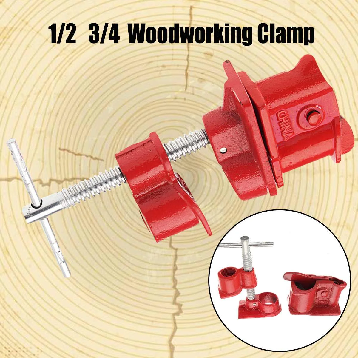 

1/2'' 3/4" Wood Gluing Pipe Clamp Set Heavy Woodworking Cast Iron Wood Pipe Clamp Hardware Tool