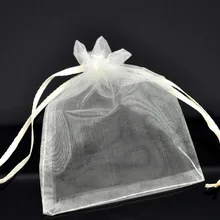 100 слоновой кости органзы свадебные подарочные сумки и мешки 12x9 см(B14993