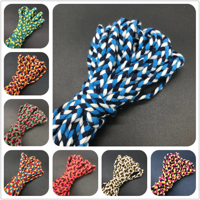 5yards/lot 6mm Cotton Rope Flat Tricolor Braided Rope Craft Decorative ...