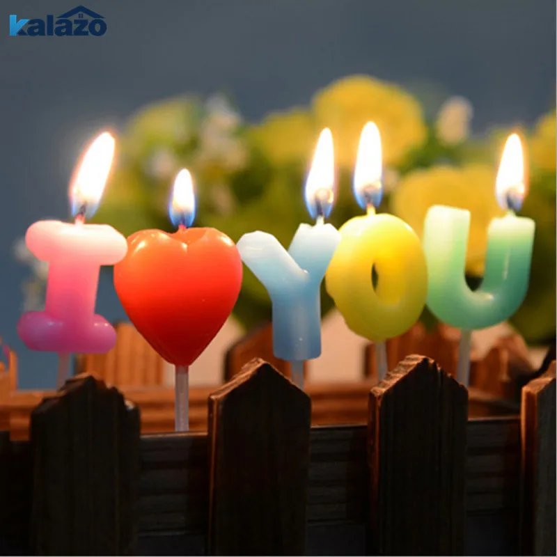 1 шт. I Love You письмо с днем рождения свечи для свадьбы дня украшения торта вечеринки