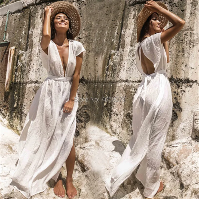 

2019 Beach Dress Long Beach Cover up Vestido largo Verano Mujer Bathing suit Cover ups Beach Sarong Robe de Plage Tunic