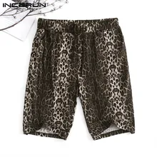 INCERUN, мужские повседневные шорты, Леопардовый принт, карманы, свободные, дышащие, модные, до колен, шорты, мужские, низ, уличная одежда, S-5XL