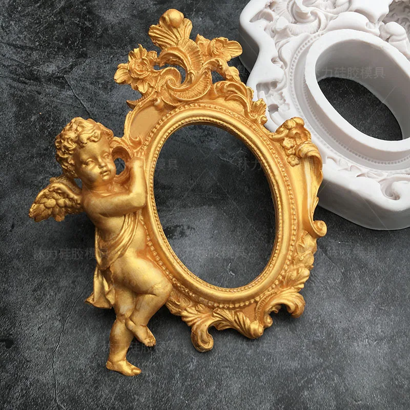 

Big Vintage Plaque Angel Silicone Mold Pastry Bag Stencil Angel Frame Cake Decorating Tools Sugarcraft Cupcake Canetas Baking