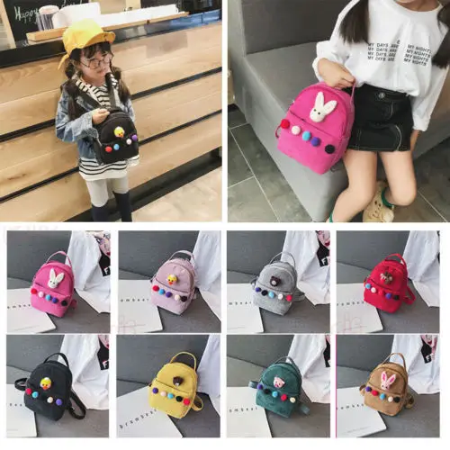 Детский бархатный мини-рюкзак для девочек, школьные сумки, маленький дорожный рюкзак, сумка на плечо