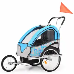 VidaXL 2-в-1 детский велоприцеп и коляска синие детские стулья для детей от 1 до 2 лет Детская уличная мебель