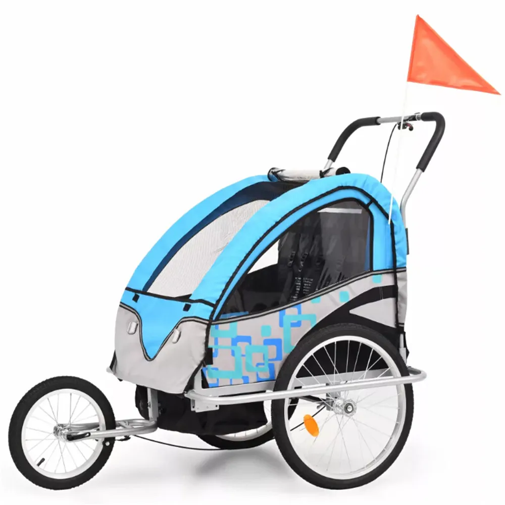 VidaXL 2-In-1 Kids' Bicycle Trailer And Stroller Blue Children Chairs Suitable For 1 To 2 Children Outdoor Children Furniture VidaXL 2-In-1 Kids' Bicycle Trailer And Stroller Blue Children Chairs Suitable For 1 To 2 Children Outdoor Children Furniture