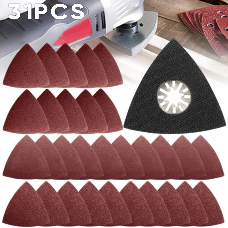 

30pcs Triangular Sanding Paper + 1pc Sanding Disc for Fein Multitool Accessory