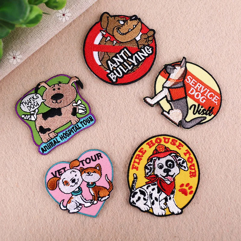 

Kuke Patches Animal Cute Bulldog Embroidered Patch for Clothing DIY Clothes Stickers Iron on Patches Badges