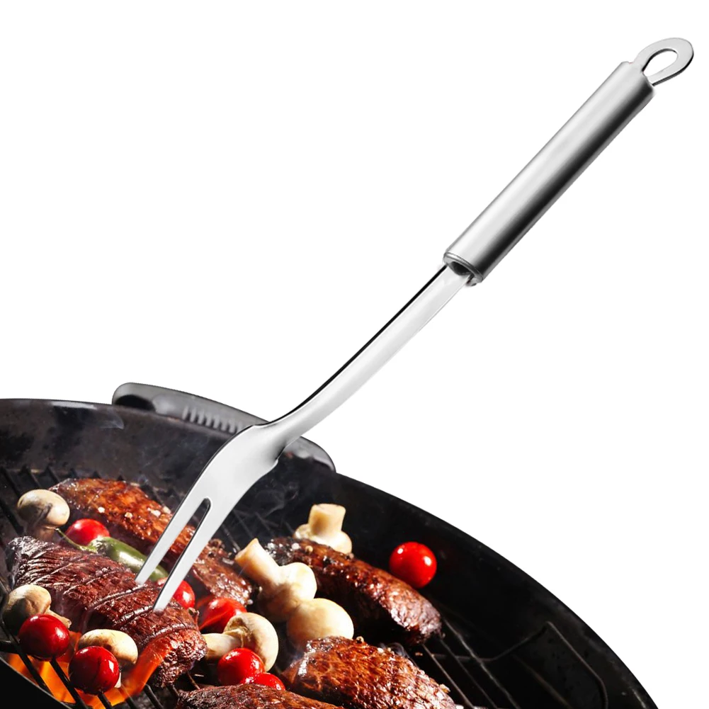 

Meat Serving Stainless Steel Lightweight Portable Tableware Barbecue Useful Kitchen Long Handle Turkey Fork Hanging Cooking