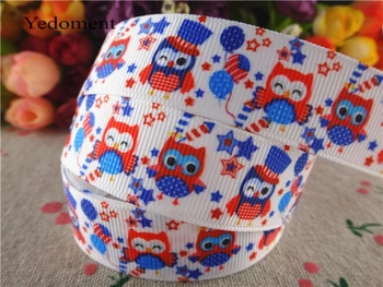 

15050313, 7/8'' (22mm) 10 yards owl 4th of july printed grosgrain ribbons cartoon characters ribbon hair accessories