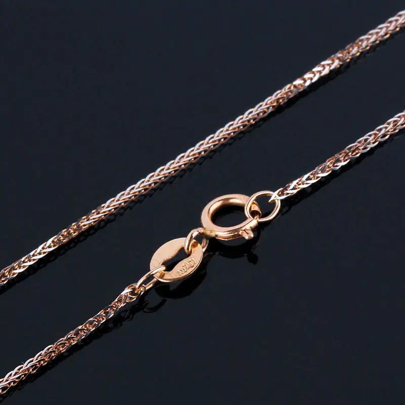 

New 18INCH 18K Rose Gold Necklace 1.2mm Special Wheat Link Chain / 2.5-2.7g