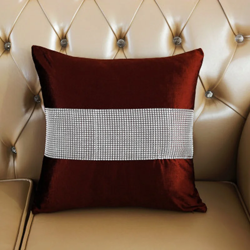 1 * مربع لينة فلنلت حجر الراين وسادة مقعد غطاء المنزل كنبة مكتب ديكور