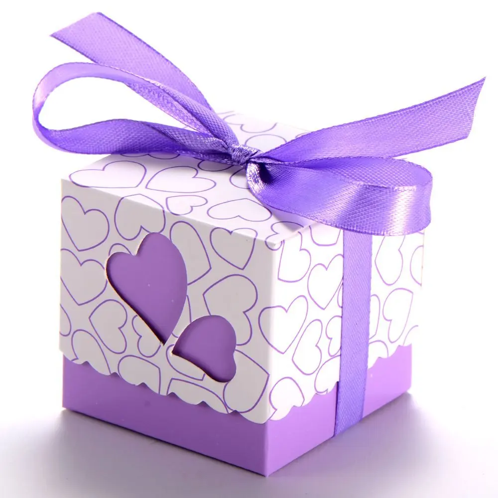 

100 x box a Dragee Wedding marie Heart baptism table decoration + silk ribbon