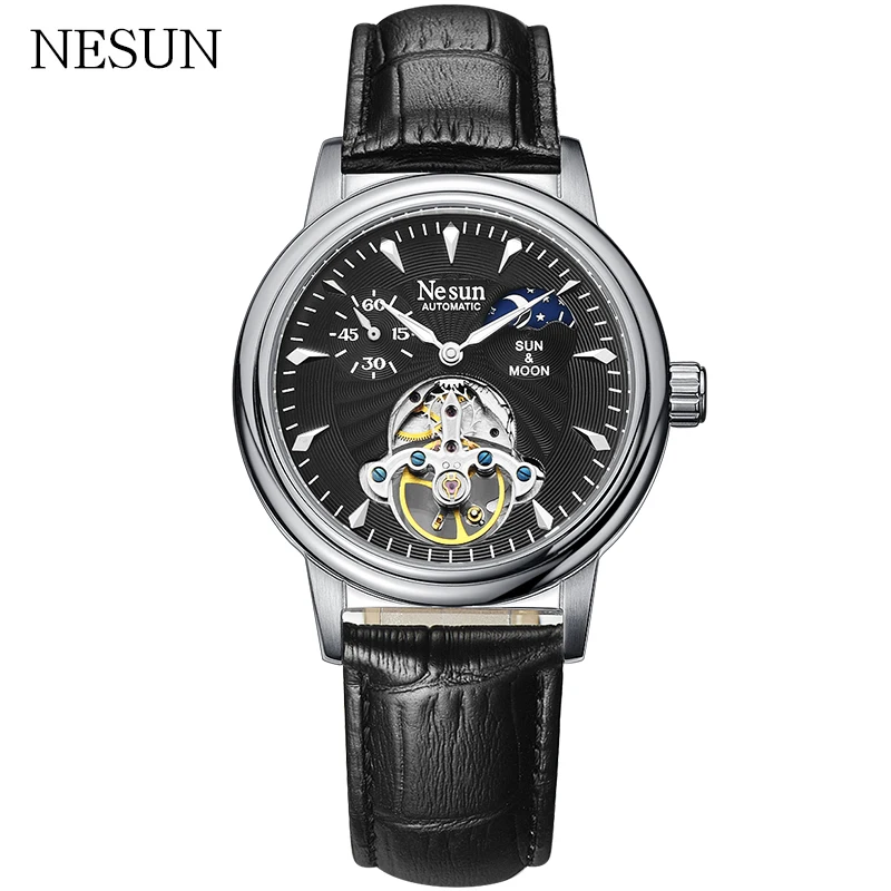Роскошные Лидирующий бренд NESUN мужские часы модные кожаные спортивные автоматические механические часы мужские водонепроницаемые часы повседневные наручные часы