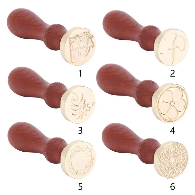  Antique Plant Wood Handle Metal Sealing Wax Stamps for DIY Craft Ancient Wedding Invitations Wax Se - 32985178418