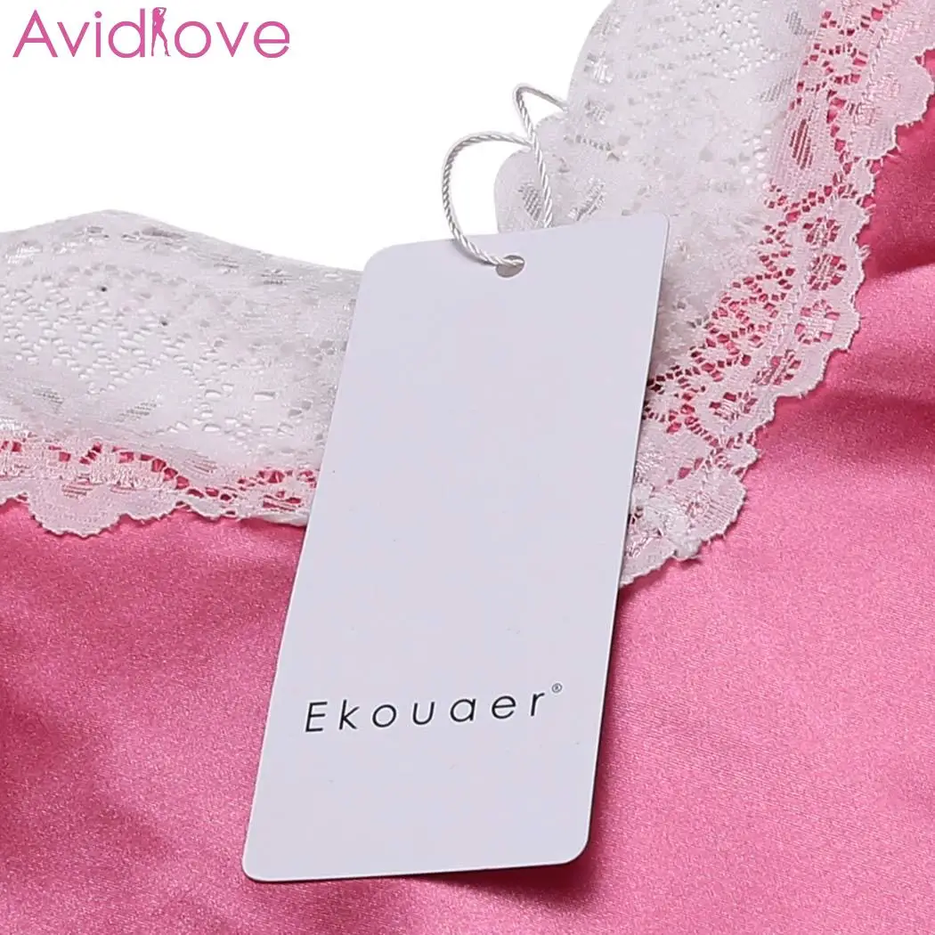 Женский Атласный пижамный комплект Avidlove кружевной боди с v образным вырезом без