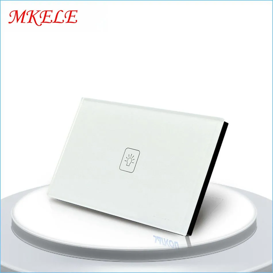 

US Standard Light Switch Wall Switch Touch Switch 1 Gang 2 Way White Crystal Glass Panel, Wall Socket For Lamp