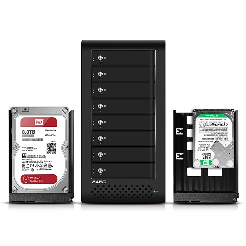 Maiwo 8 Bay 2 5 дюймов/3 дюймов Usb 3 0 Usap Гбит/с Esata Sata/Sas Hdd алюминиевый сплав чехол до 48T Hd