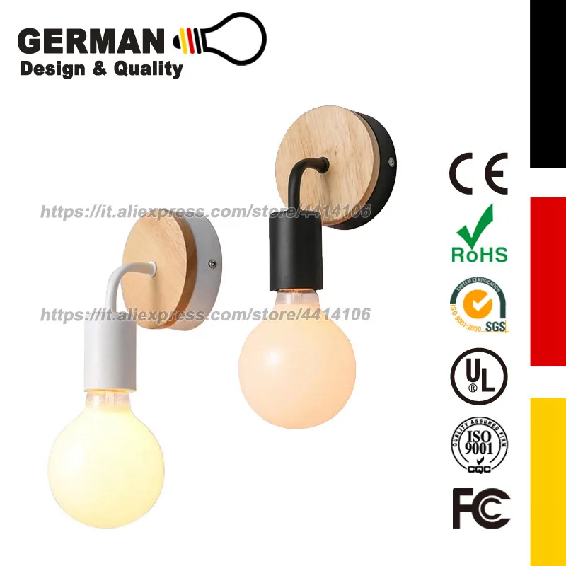 

Wall Lamps, Minimaslist Wall Sconces with Wooden & Matel Base for Living Room, Bedrooms