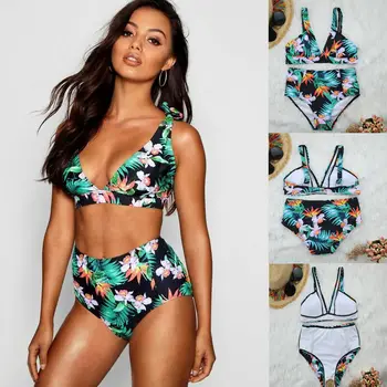 

Hirigin Summer New Women Sexy Flower Swimwear Bandage Bikini Bathing suit Swimsuit Beachwear