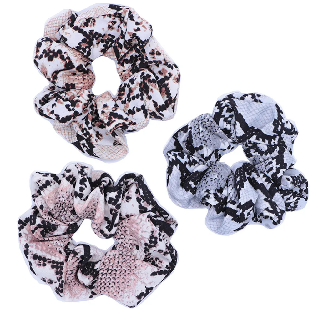 

Fashion Round Women's Snake Printed Scrunchies Hair Ties For Girls Elastic Hair Bands Ponytail Holder Hair Accessories For Gifts