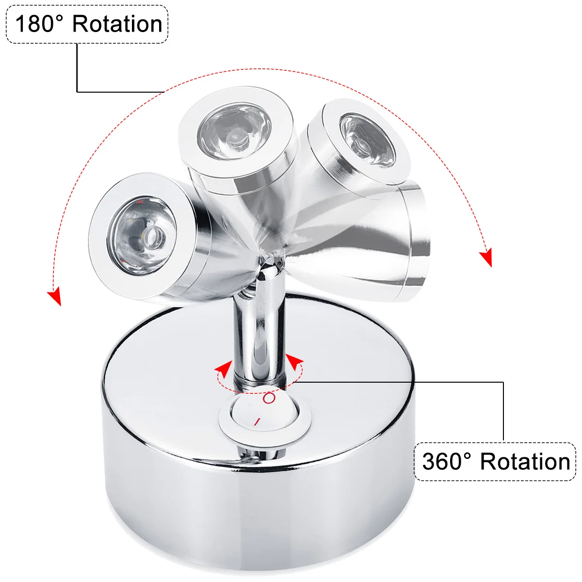  1Pcs 12-24V LED Spot Reading Light 180 Degrees Home Interior Spotlight Button Switch For RV Caravan