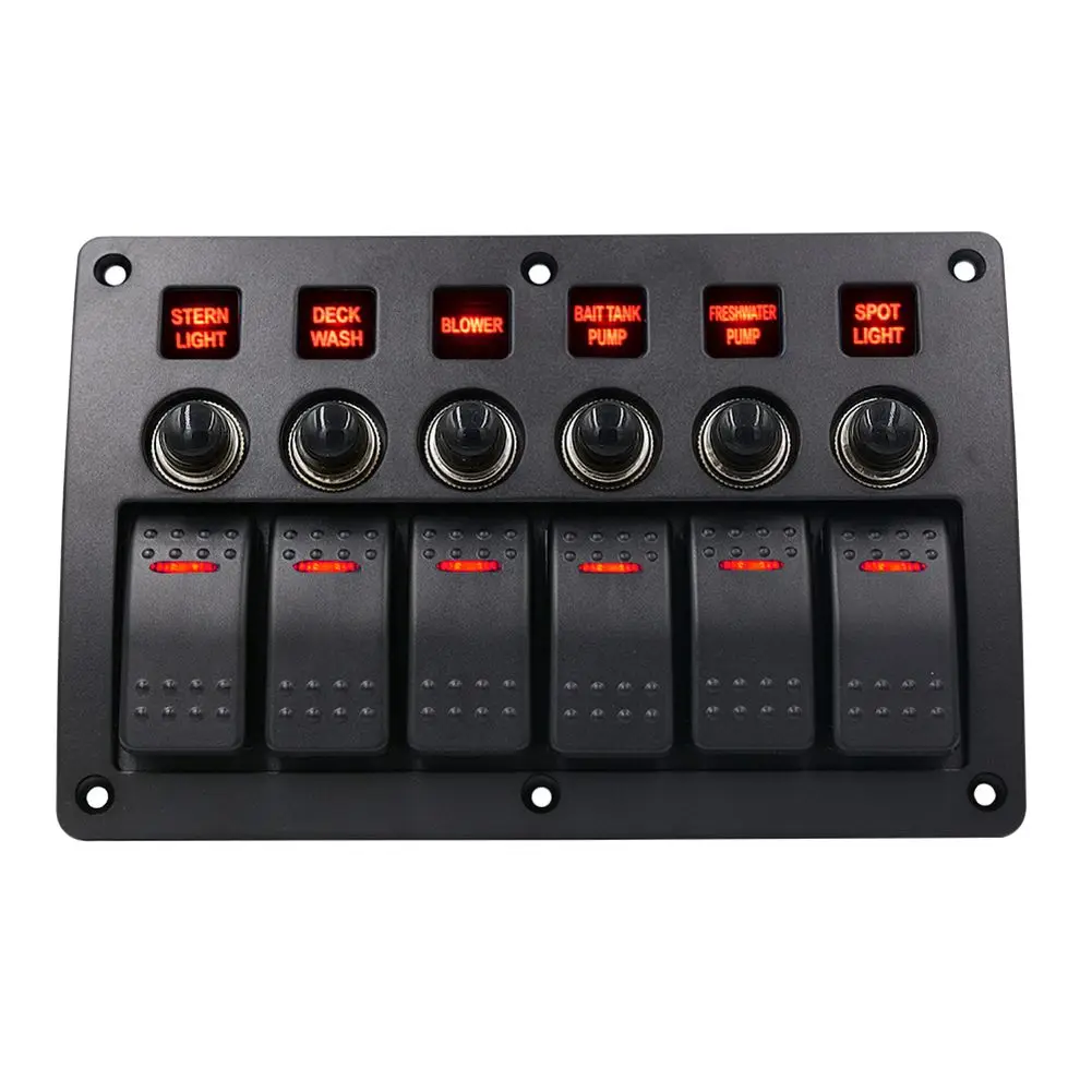 

New-3PIN with light 6-position lens New Waterproof Car Auto Boat Marine LED Rocker Switch Panel Circuit Breakers Motorcycle Ac