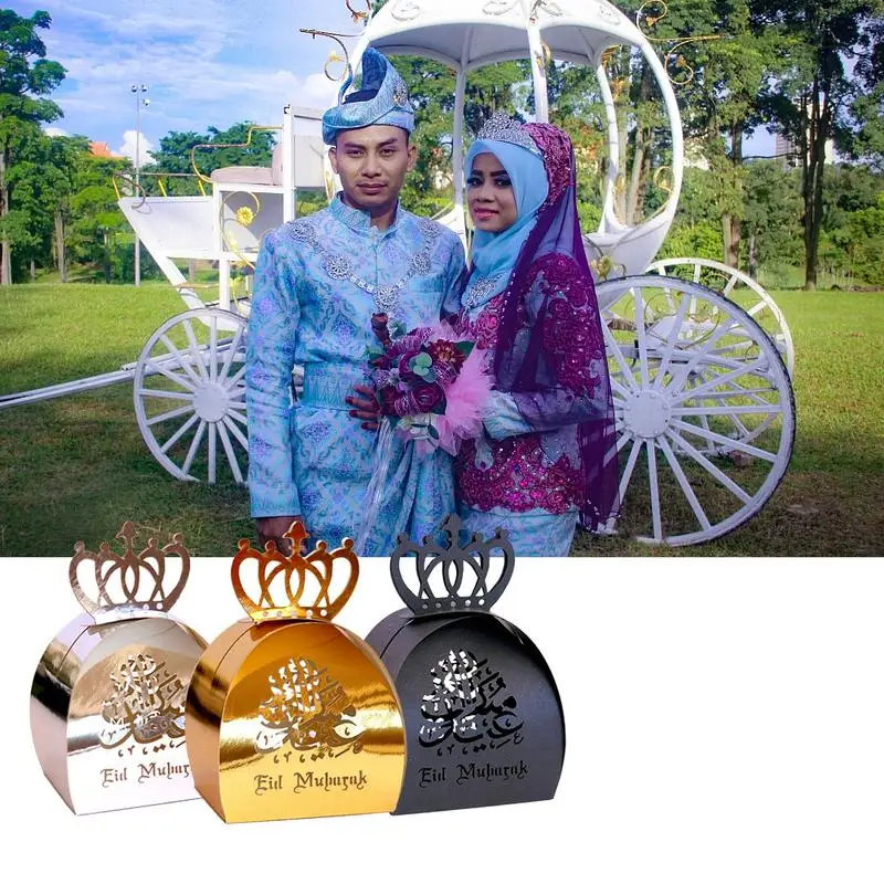 Новые 50 шт./лот Eid Mubarak золотые конфеты коробка шоколада модные вечерние ленты