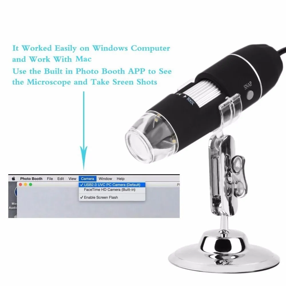 Портативный USB цифровой микроскоп 20x-1000x увеличение 8-светодиодный мини-микроскоп Эндоскоп камера Лупа с подставкой