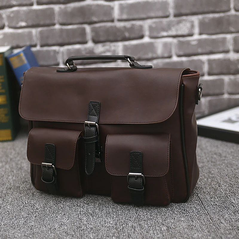 

Brief Leather Men's Handbags Business Crossbody Shoulder Bags Male Briefcase Vintage Men Casual Messenger Bag
