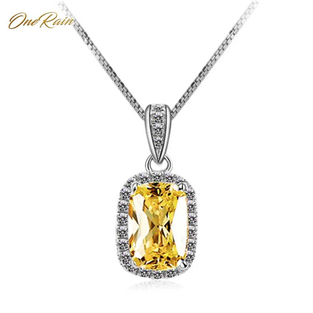 

OneRain 100% 925 Sterling Silver 7 * 9 MM Emerald Citrine Sapphire Gemstone Birthstone Engagement Wedding Pendant Wholesale