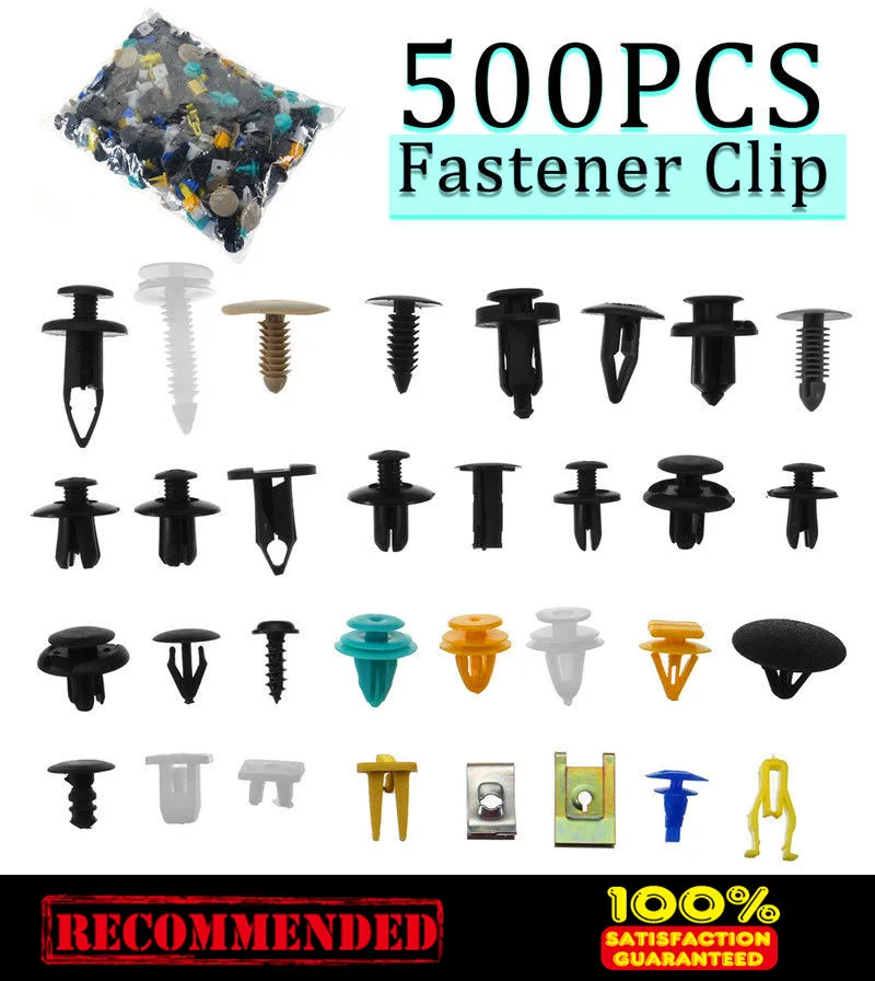 500Pcs Mixed Plastic Auto Car Fastener Clip Bumper Fender Trim Rivet Door Panel