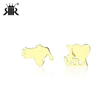 Серьги RIR из нержавеющей стали с картой США, женские серьги с картой