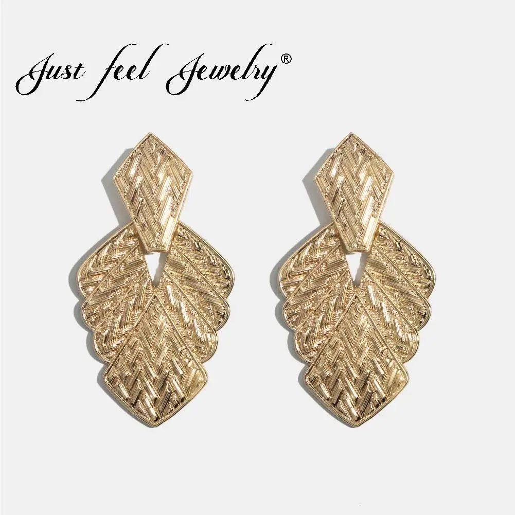 Женские серьги подвески в стиле бохо JUST FEEL золотистые геометрические