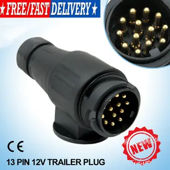 

12V 13 Pin Electric Trailer Plug 13 Pole Caravan Wiring Connector Adapter Black