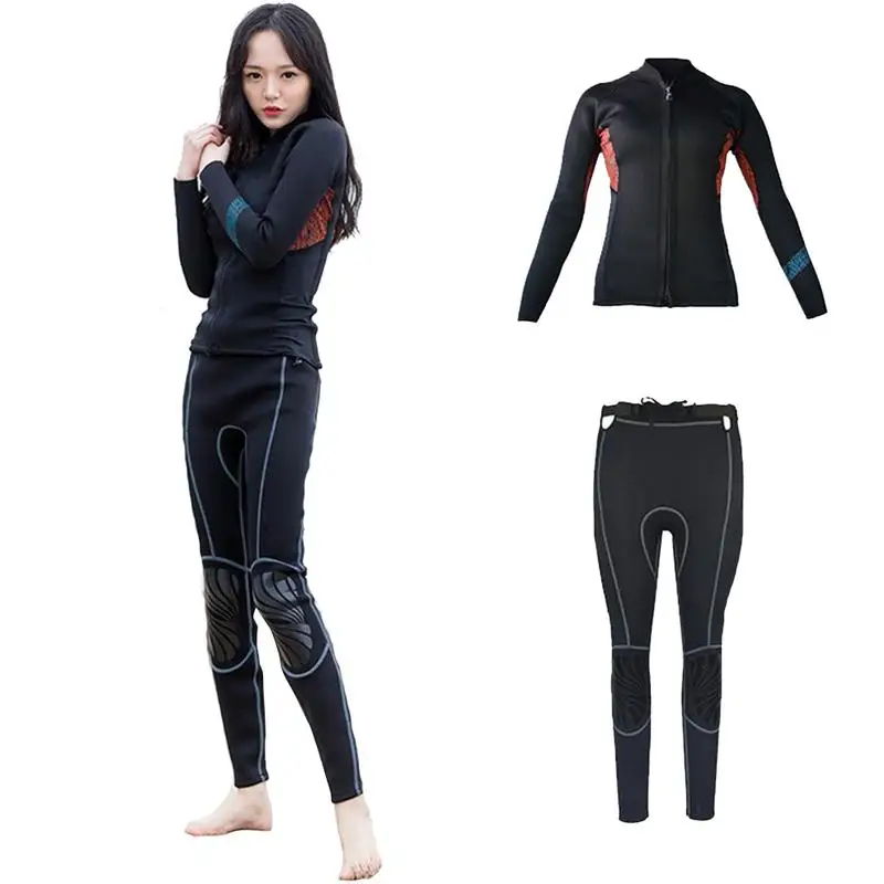 

3MM Female Long-sleeved Wetsuit Split Style Autumn Winter Warm Diving Suit For Swimming Surfing Wading Outdoor Sports